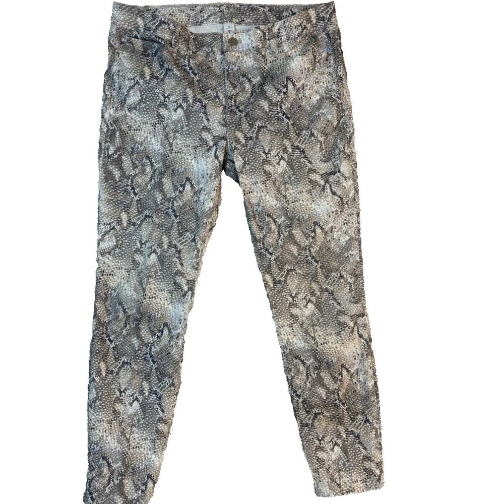 White House Black Market Womens Jeans Gray Size 12 Skinny Ankle Snake Print